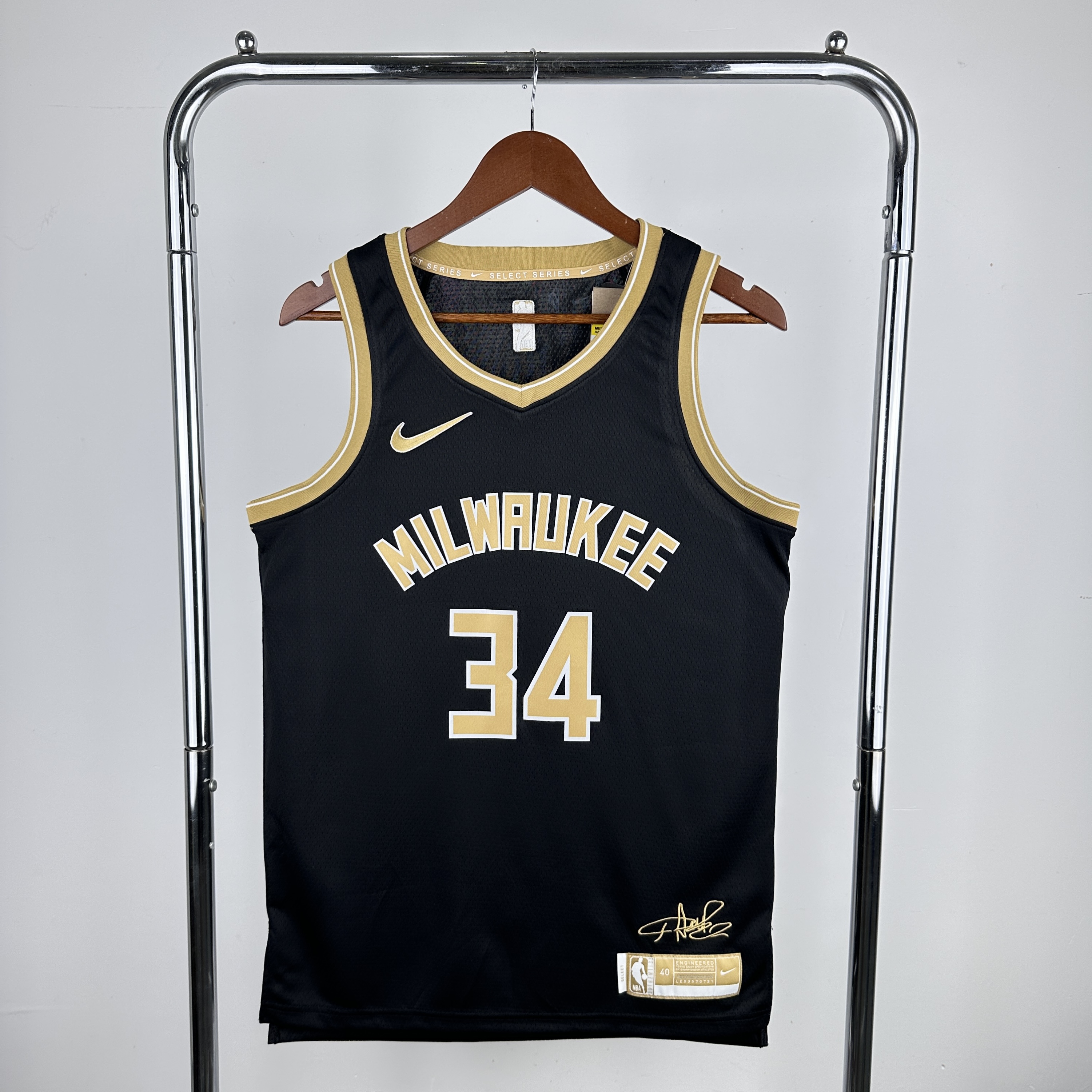 Men Milwaukee Bucks #34 Antetokounmpo Black Nike 2024 NBA Jersey->more jerseys->NBA Jersey